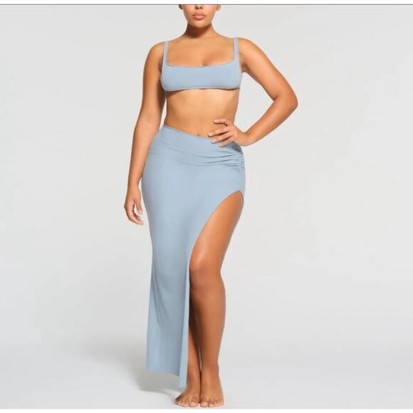 NWT Skims Raw Edge Long Slit Skirt Blue 4X - Picture 1 of 7